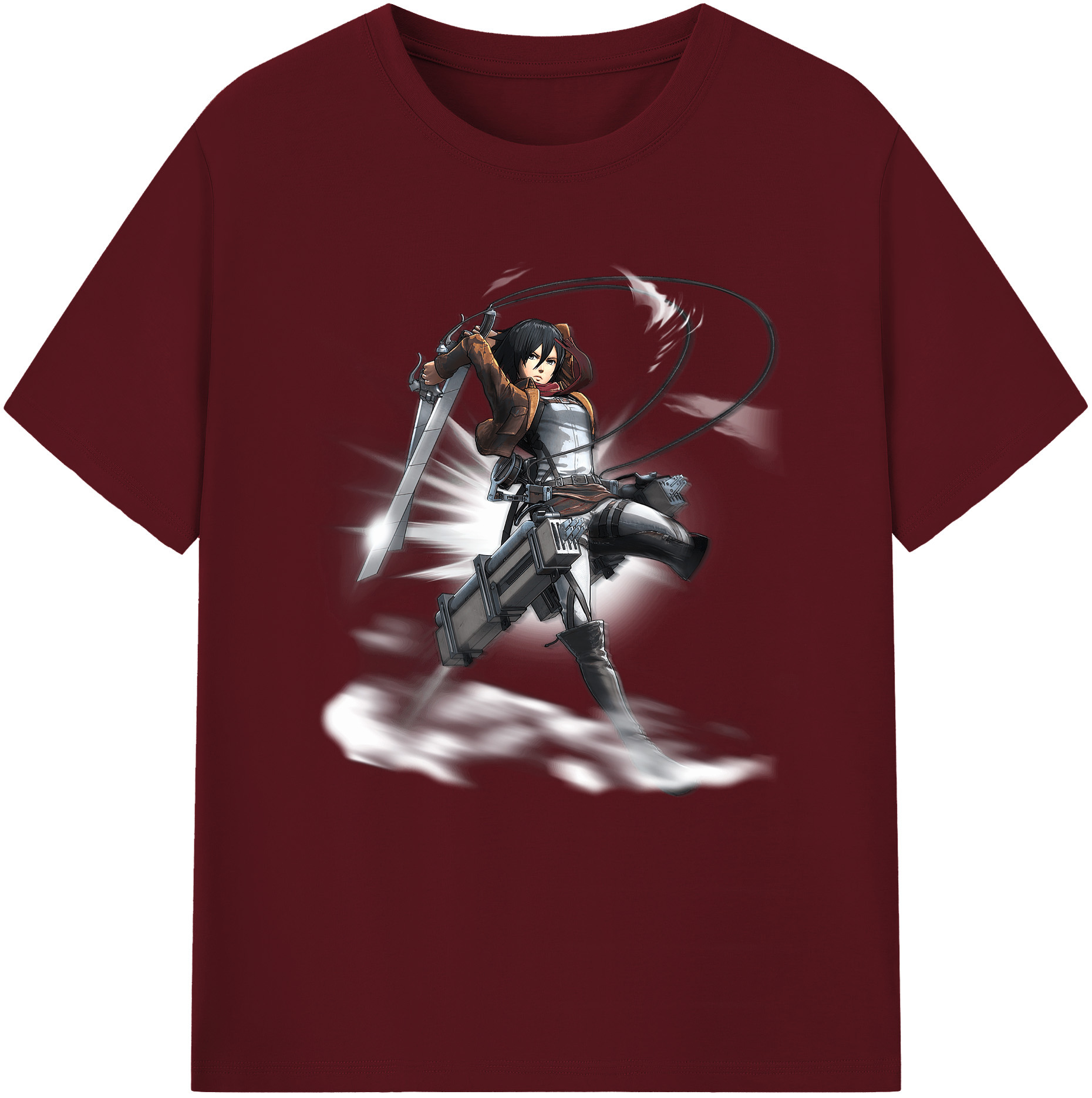 （画像用） 進撃の巨人 ミカサ·アッカーマン Attack on Titan Mikasa Ackerman 綿100％半袖Tシャツ（フロントプリント）